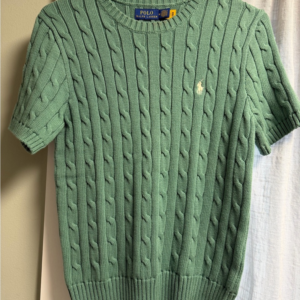 Ralph Lauren Classic light Green Cable Knit Crewneck Sweater